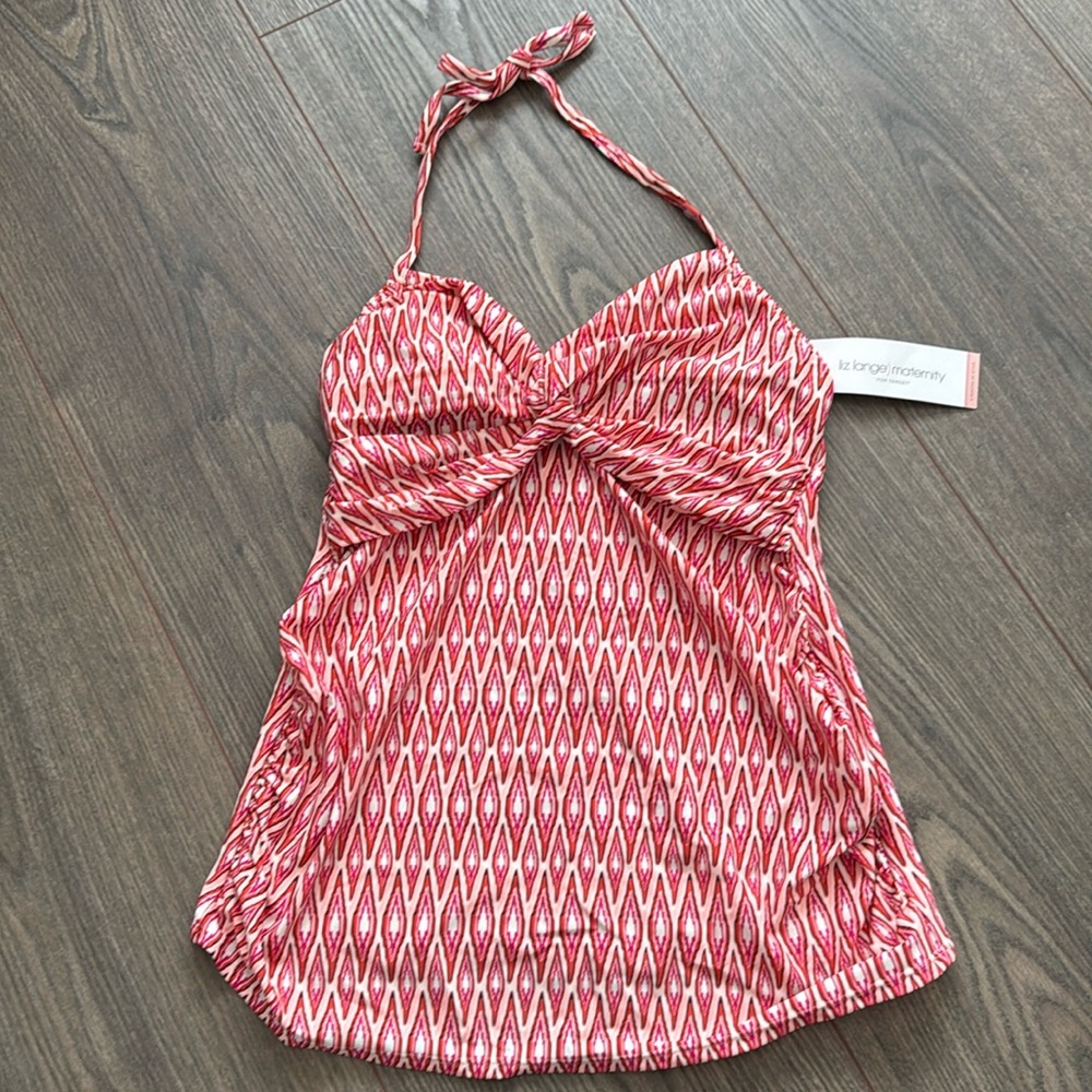 Liz Lange Maternity Swimsuit Tank Top Size Small Tankini Maternity Halter NEW
